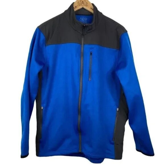 AMERICAN EAGLE MEN'S BLUE/GRAY ZIP UP TRACK‎ JACKET LARGE - Picture 4 of 4